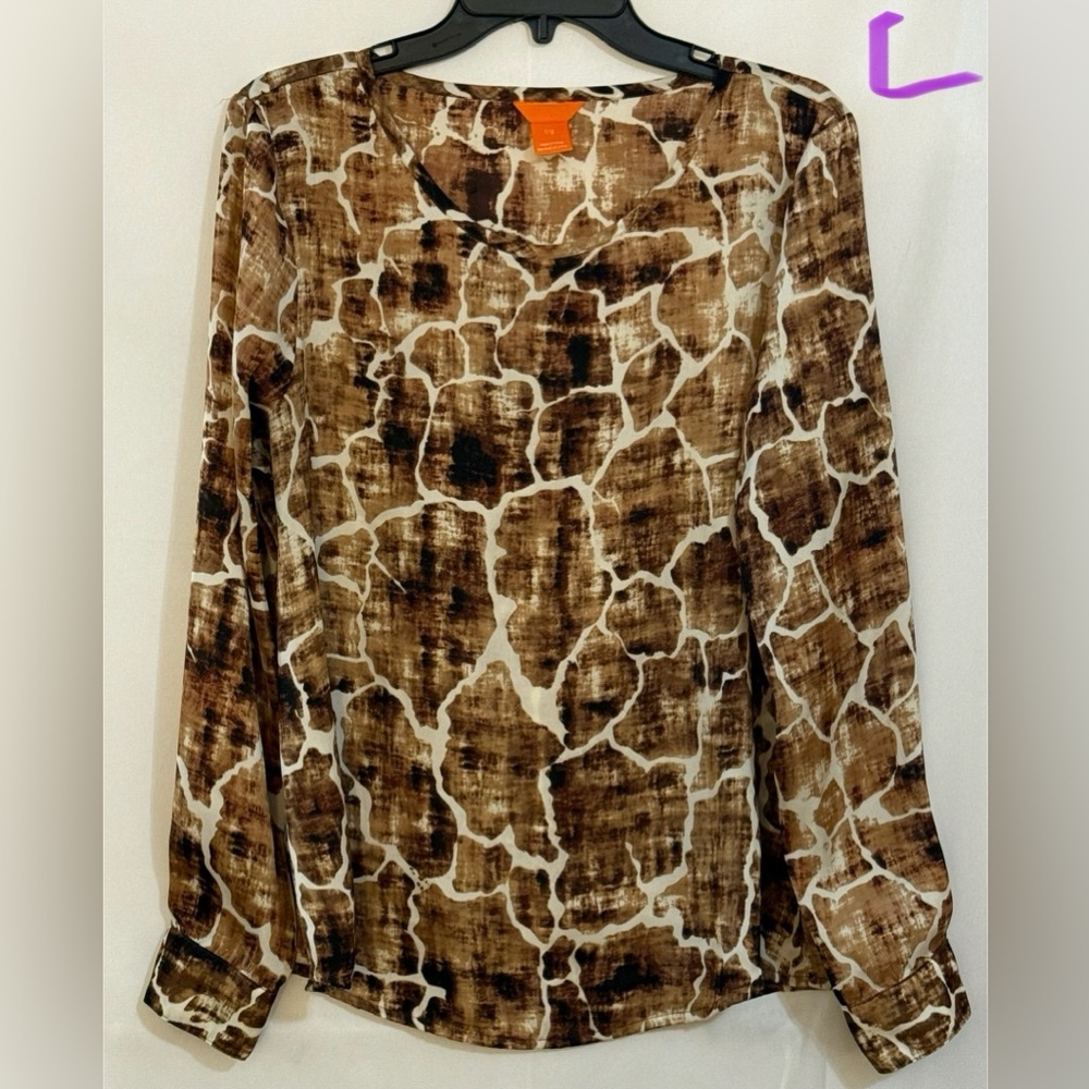 Joe Fresh Brown and Cream Blouse